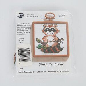 NeedleMajic Stitch 'N Frame Counted Cross Stitch Kit Raccoon 3233